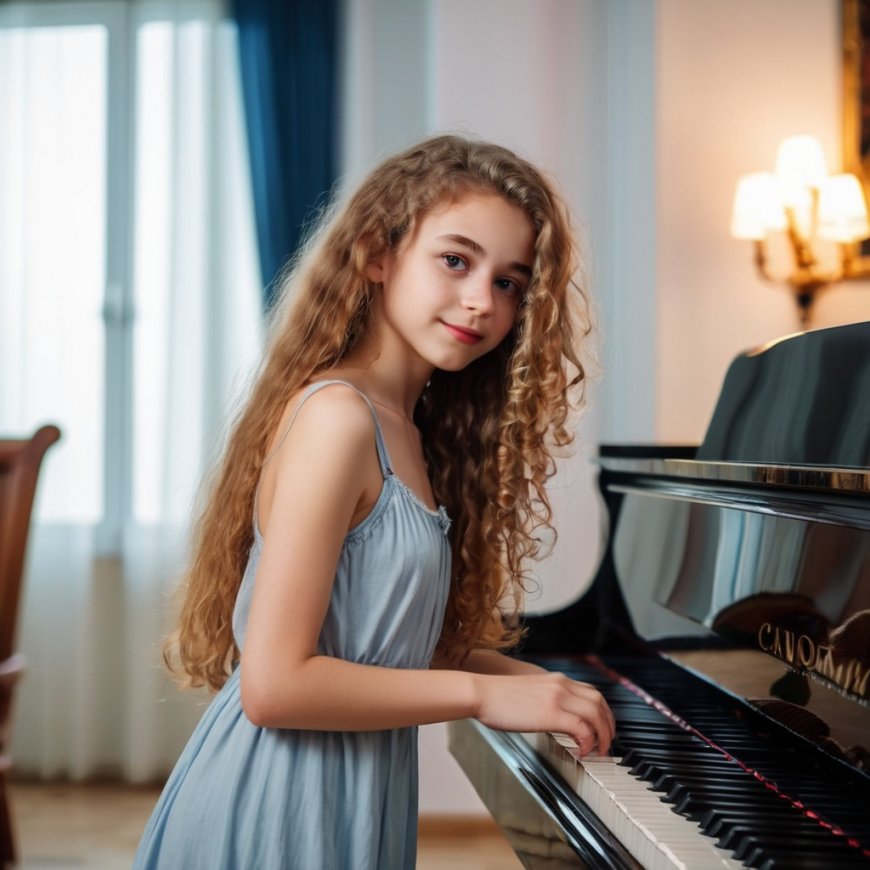 Character Series-Realistic Depiction of Life-Little Girl Playing Piano