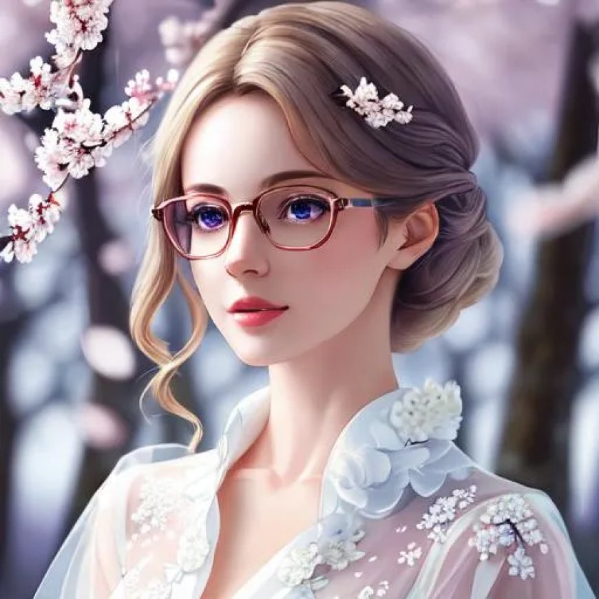 Character Series- Digital Painting--Cute and beautiful girl under the cherry blossom tree